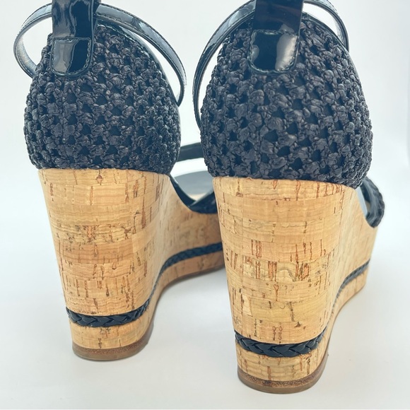Marvin K Italian Black Wedge Heels ‘Bianca’ Mesh Cork High Heel Sandals | Size 8 - Picture 9 of 13
